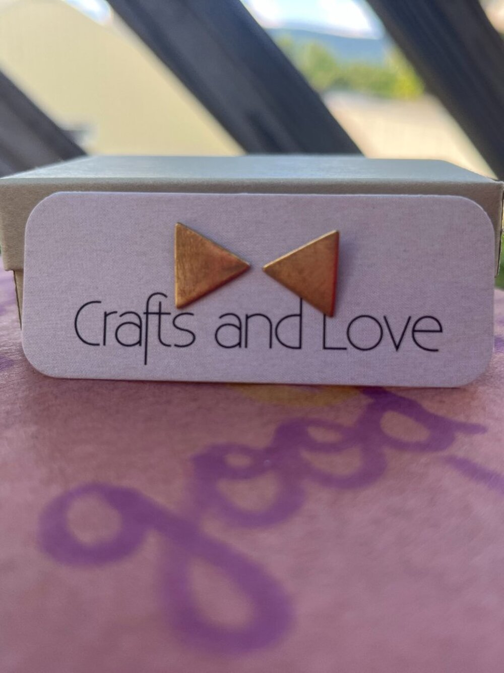 Crafts & Love Atlanta Artisan Small Raw Brass Triangle Minimalist Post Earrings